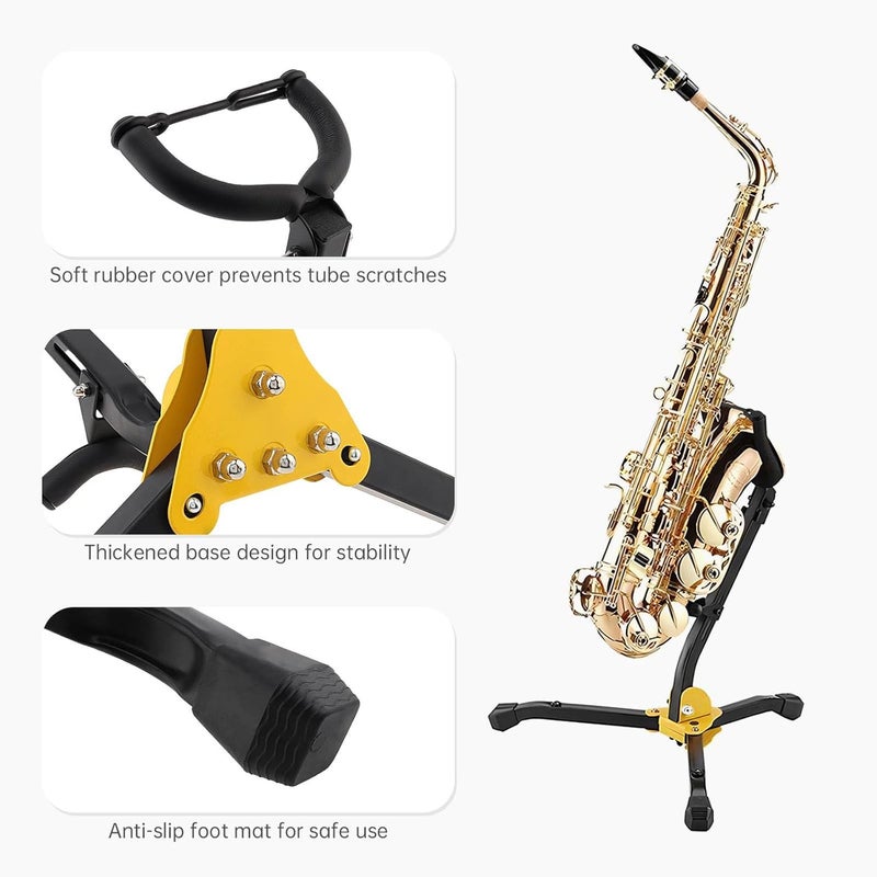 REMAGIC Alto Tenor Saxophone Stand, Folding Saxophone Stand Sax holder Rack, Adjustable Metal Sax Tripod Holder Rack, Portable Musical Instrument Saxophone Accessories Part - Image 5